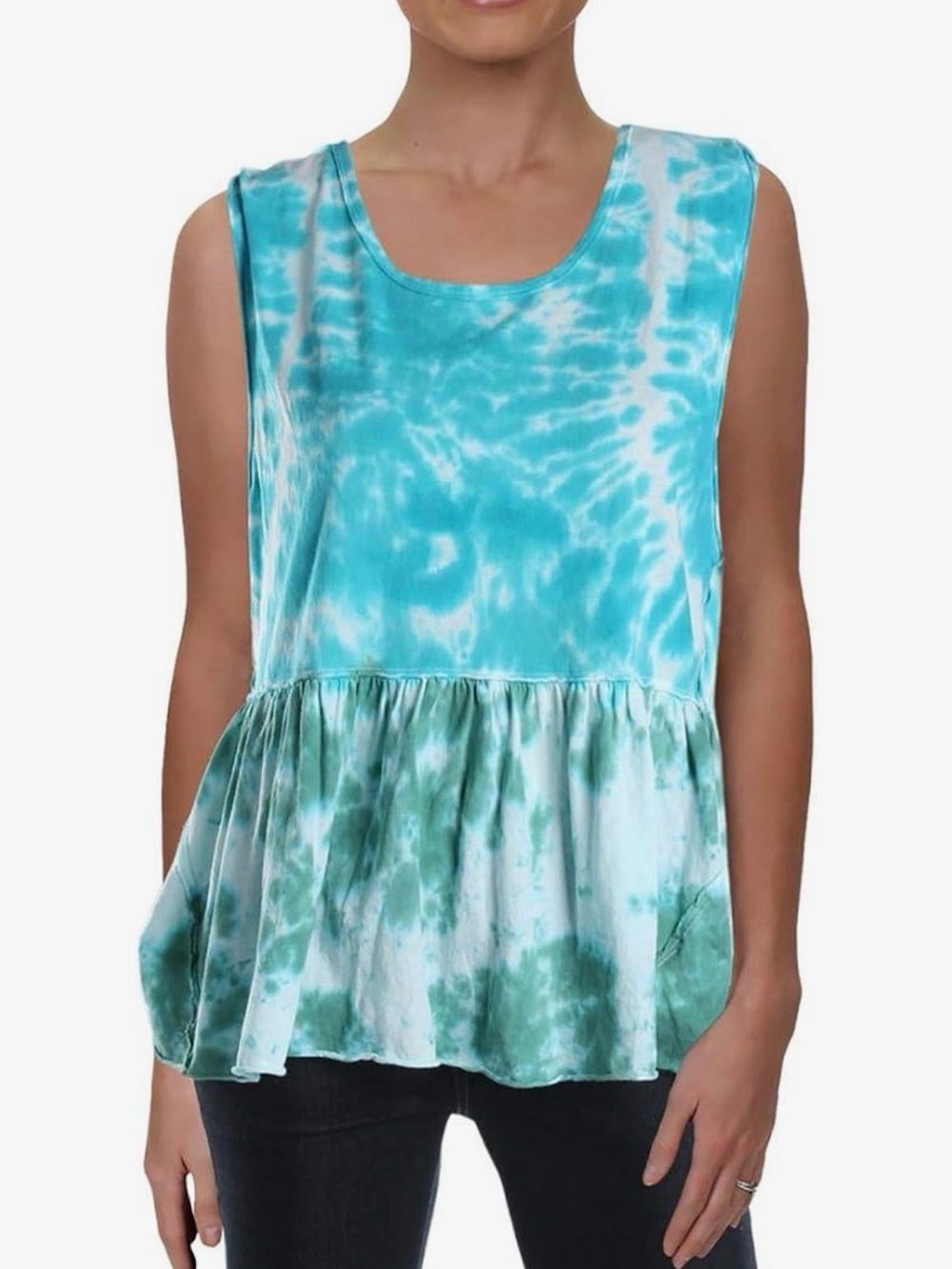 Free people We The Free Anytime Tie Dye Tank Teal Small NWT